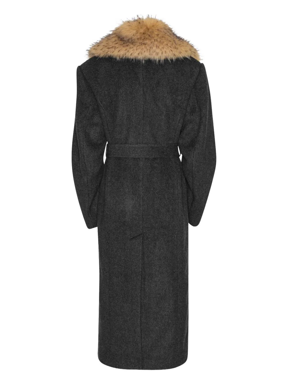 Rotate Birger Christensen Single-breasted Faux-fur Collar Coat In Black