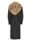 ROTATE BIRGER CHRISTENSEN single-breasted faux-fur collar coat - Grey