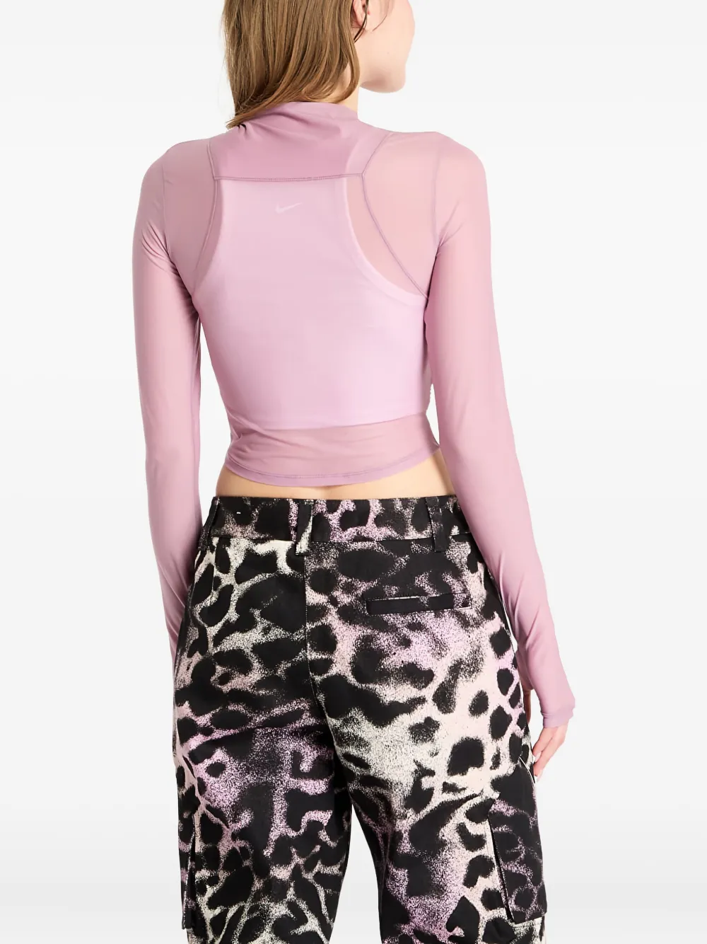Nike mock-neck sheer top Roze