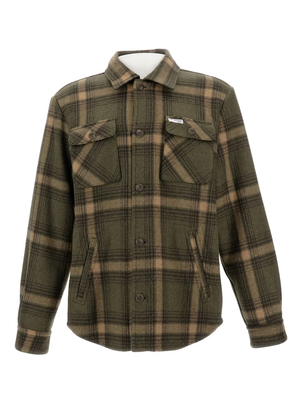 Fay Checked-pattern Wool Shirt In Green