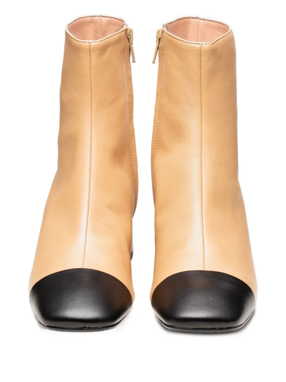 Poche Paris block-heel cap-toe boots Neutrals