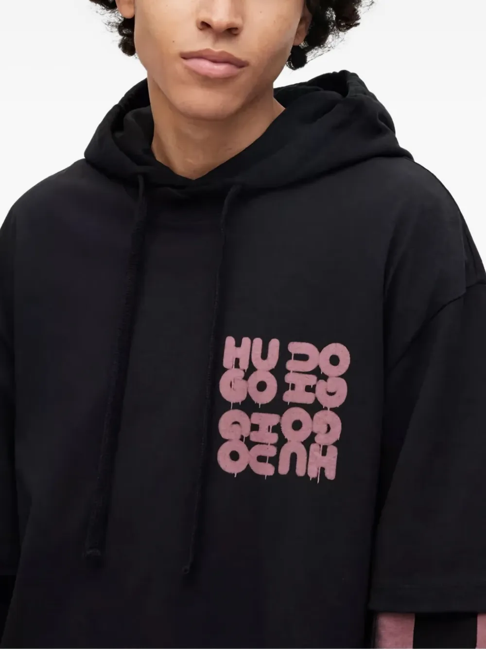 BOSS graphic-print hoodie Zwart
