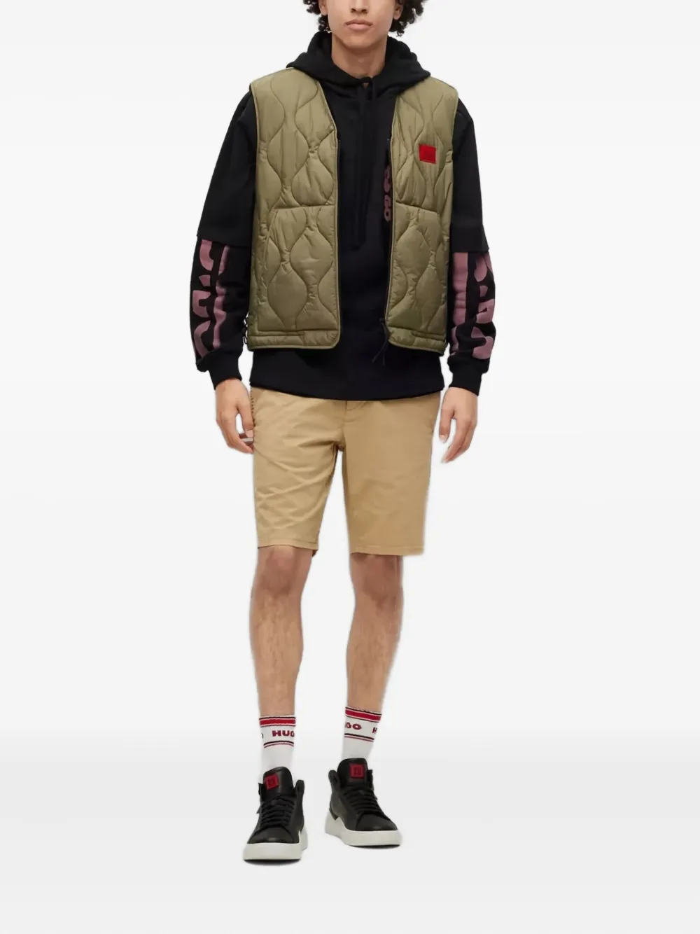 BOSS graphic-print hoodie Zwart