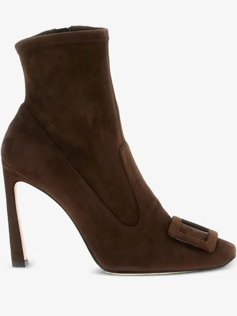 Roger Vivier 100mm buckle-detail suede ankle boots