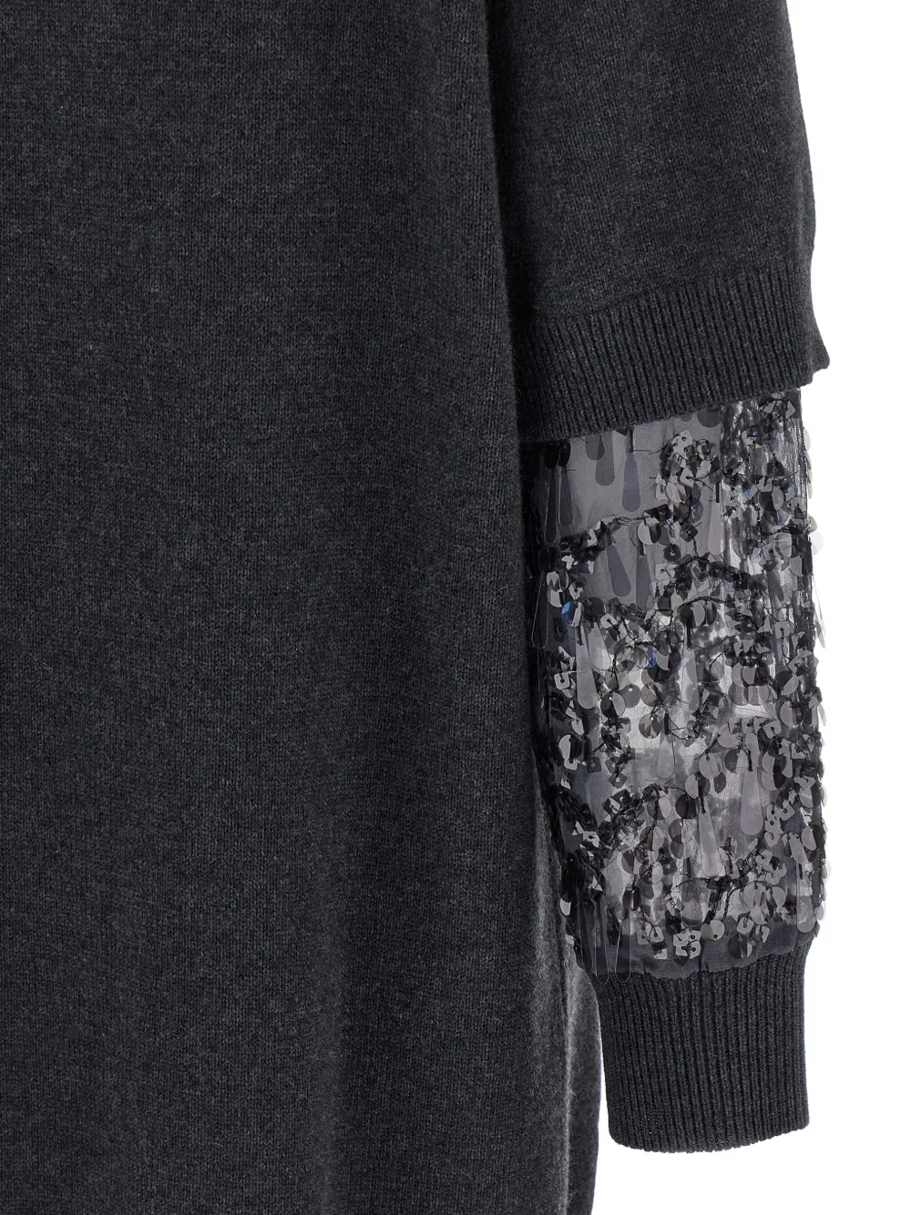 Brunello Cucinelli sequin-embellished high-neck mini dress Grijs