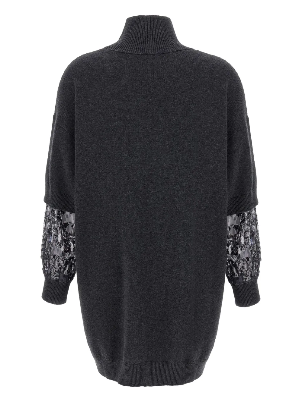 Brunello Cucinelli sequin-embellished high-neck mini dress Grijs