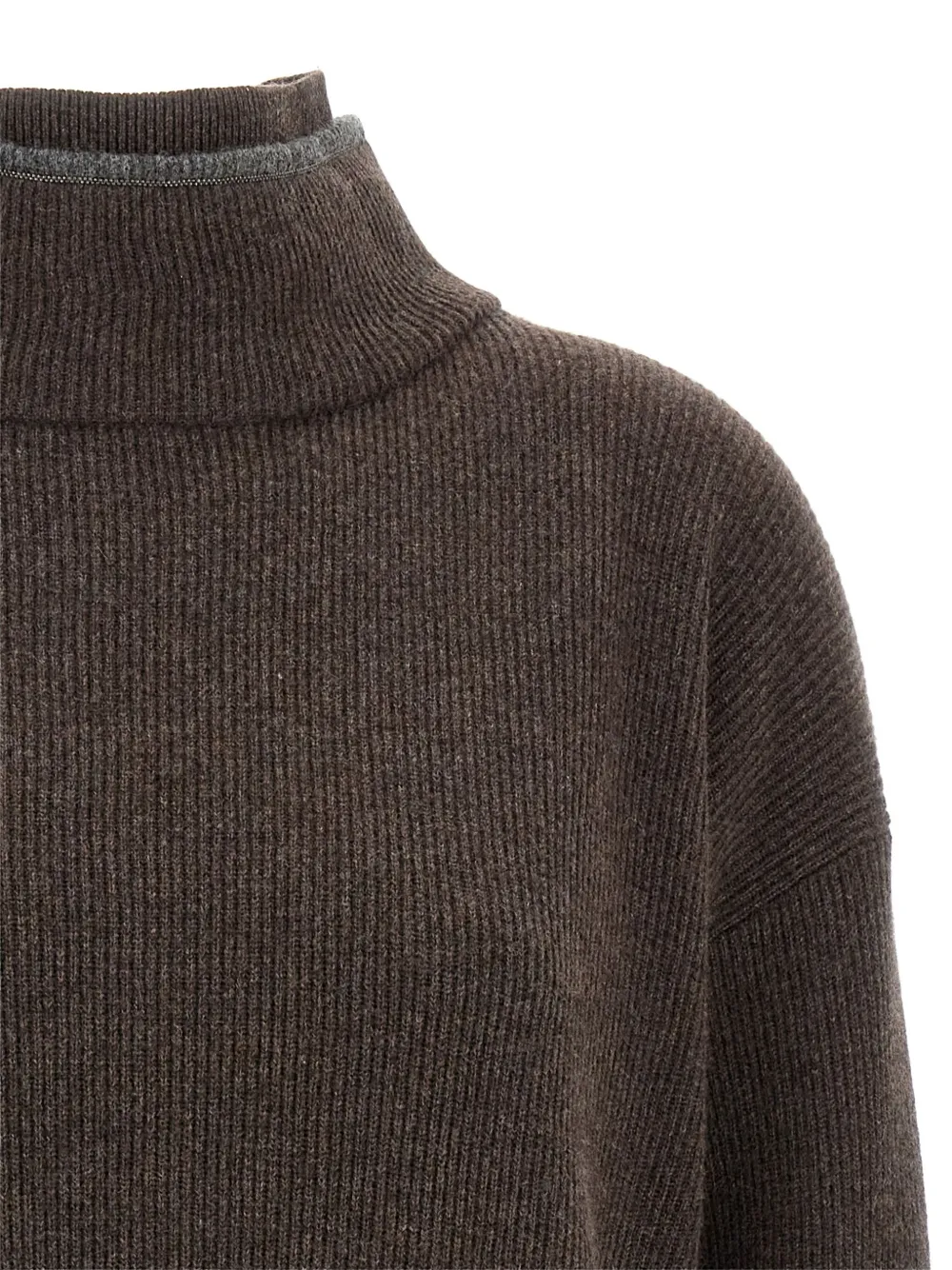 Brunello Cucinelli high-neck ribbed knit dress Bruin
