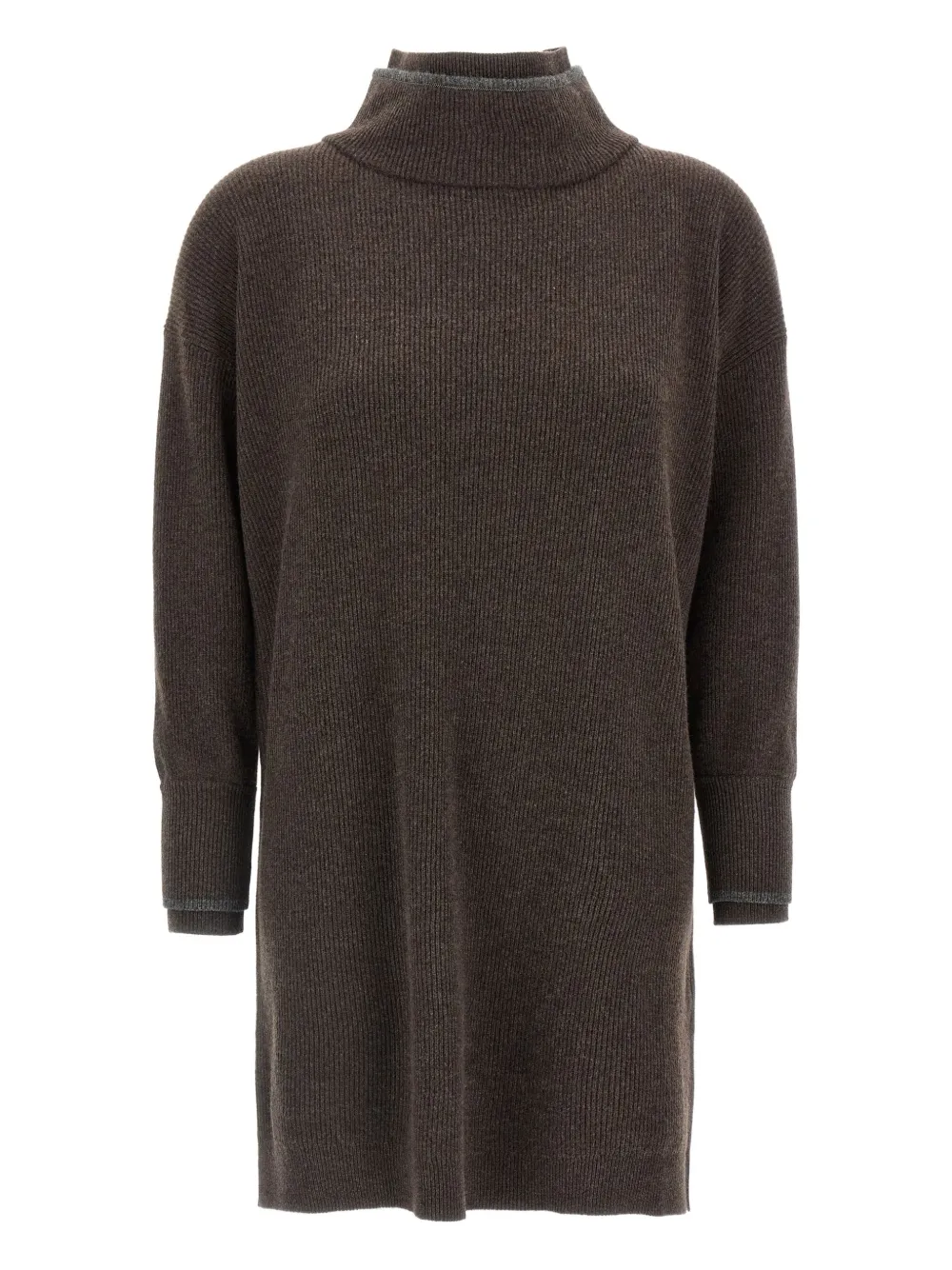 Brunello Cucinelli high-neck ribbed knit dress Bruin