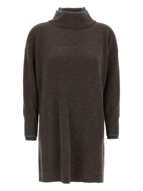 Brunello Cucinelli high-neck ribbed knit dress