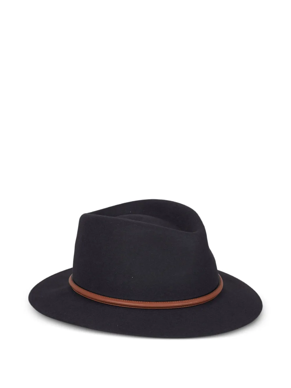 SIGNES leather-trimmed felt hat - Grijs