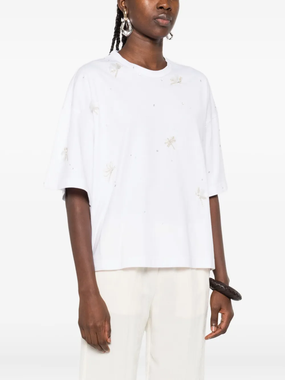 Forte Forte Dragonfly Embellished Short-sleeved T-shirt In White
