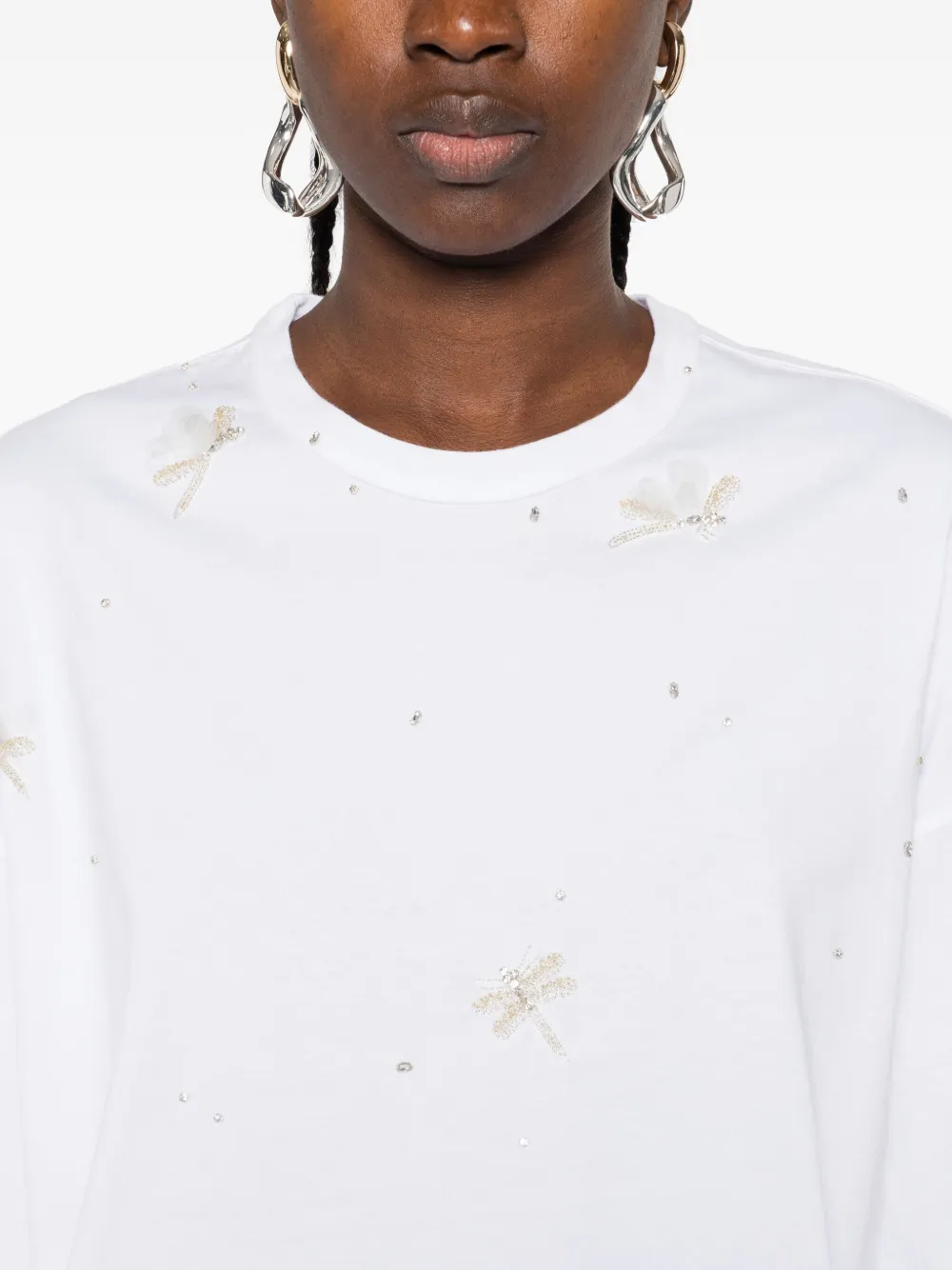 Forte Forte Dragonfly Embellished Short-sleeved T-shirt In White