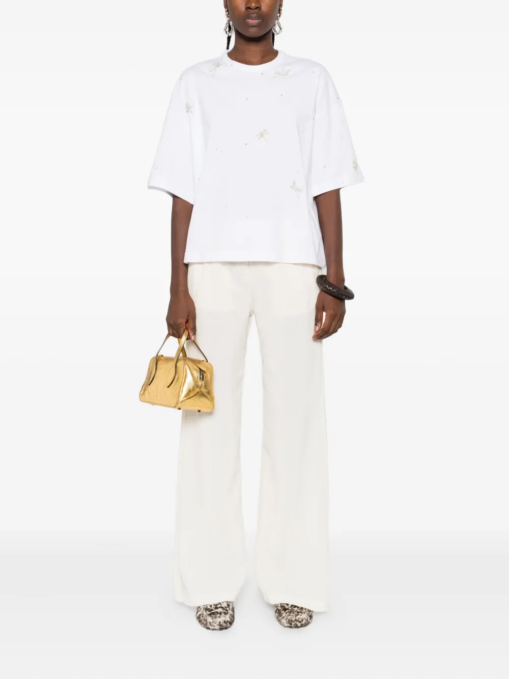 Forte Forte Dragonfly Embellished Short-sleeved T-shirt In White