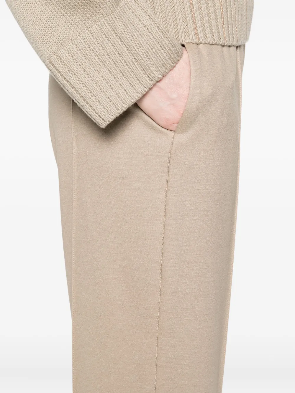 Fabiana Filippi Straight broek met elastische tailleband en plooien aan de voorkant Beige