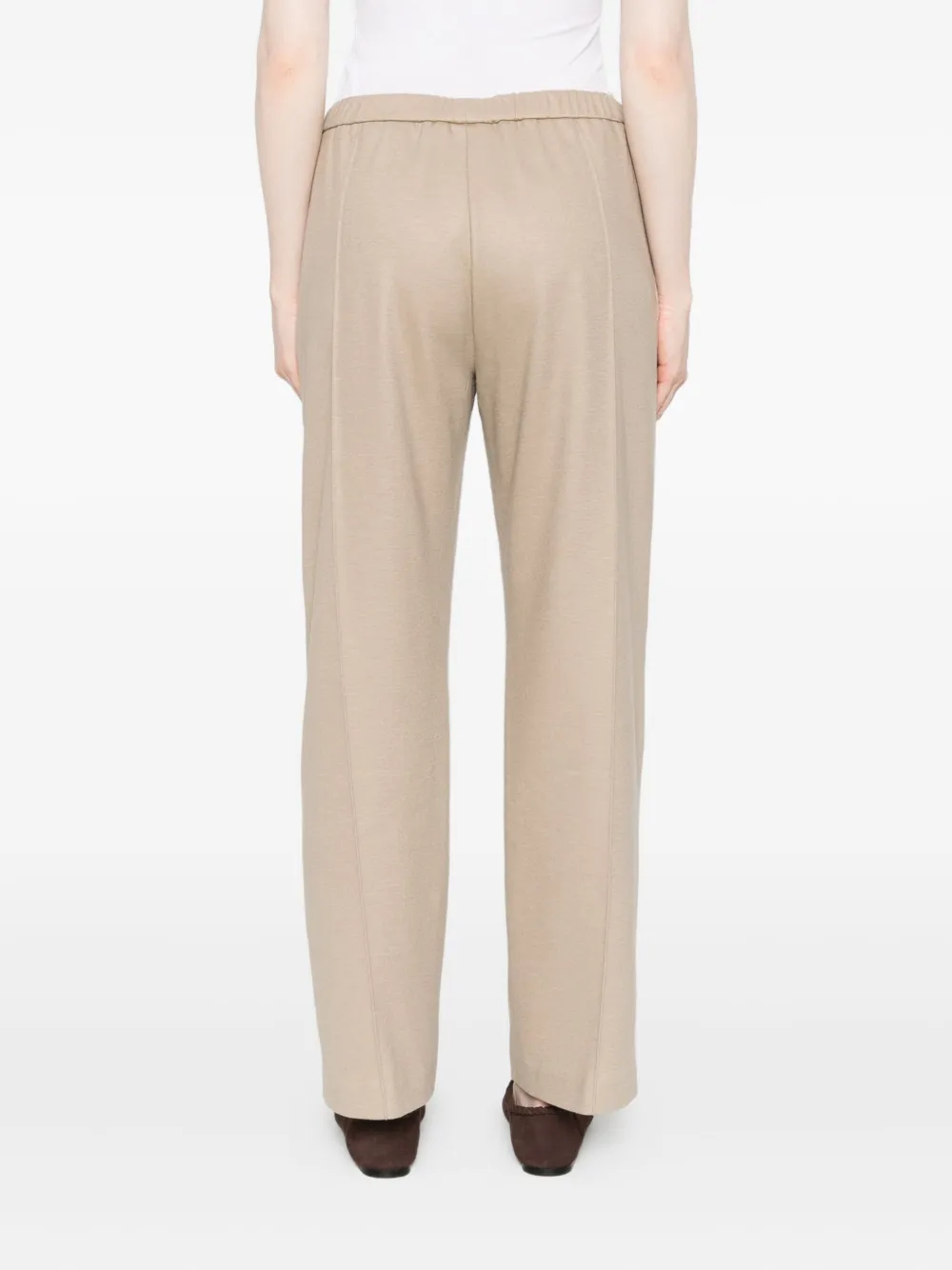 Fabiana Filippi Straight broek met elastische tailleband en plooien aan de voorkant Beige
