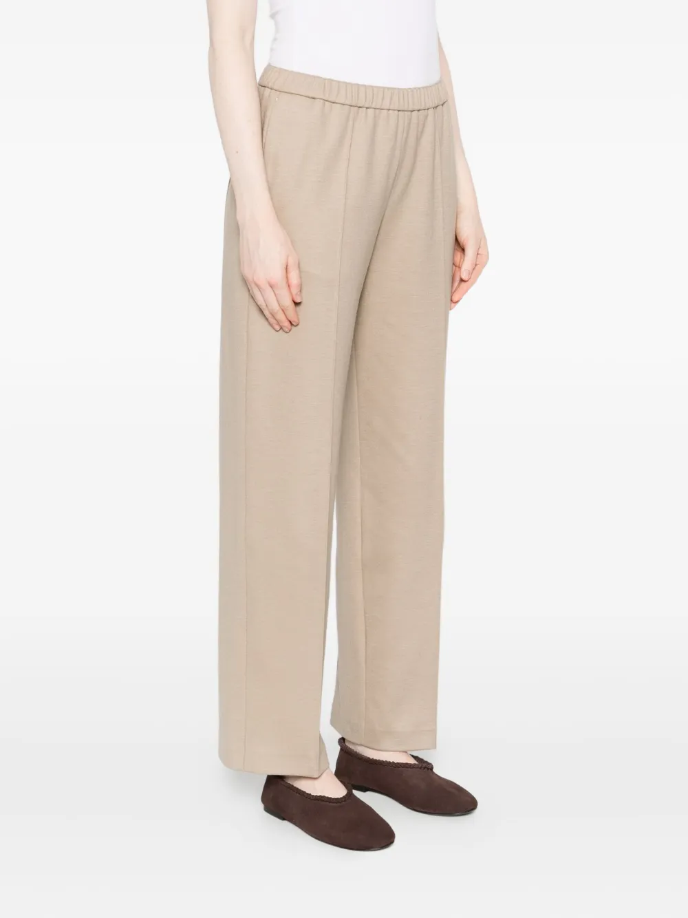 Fabiana Filippi Straight broek met elastische tailleband en plooien aan de voorkant Beige