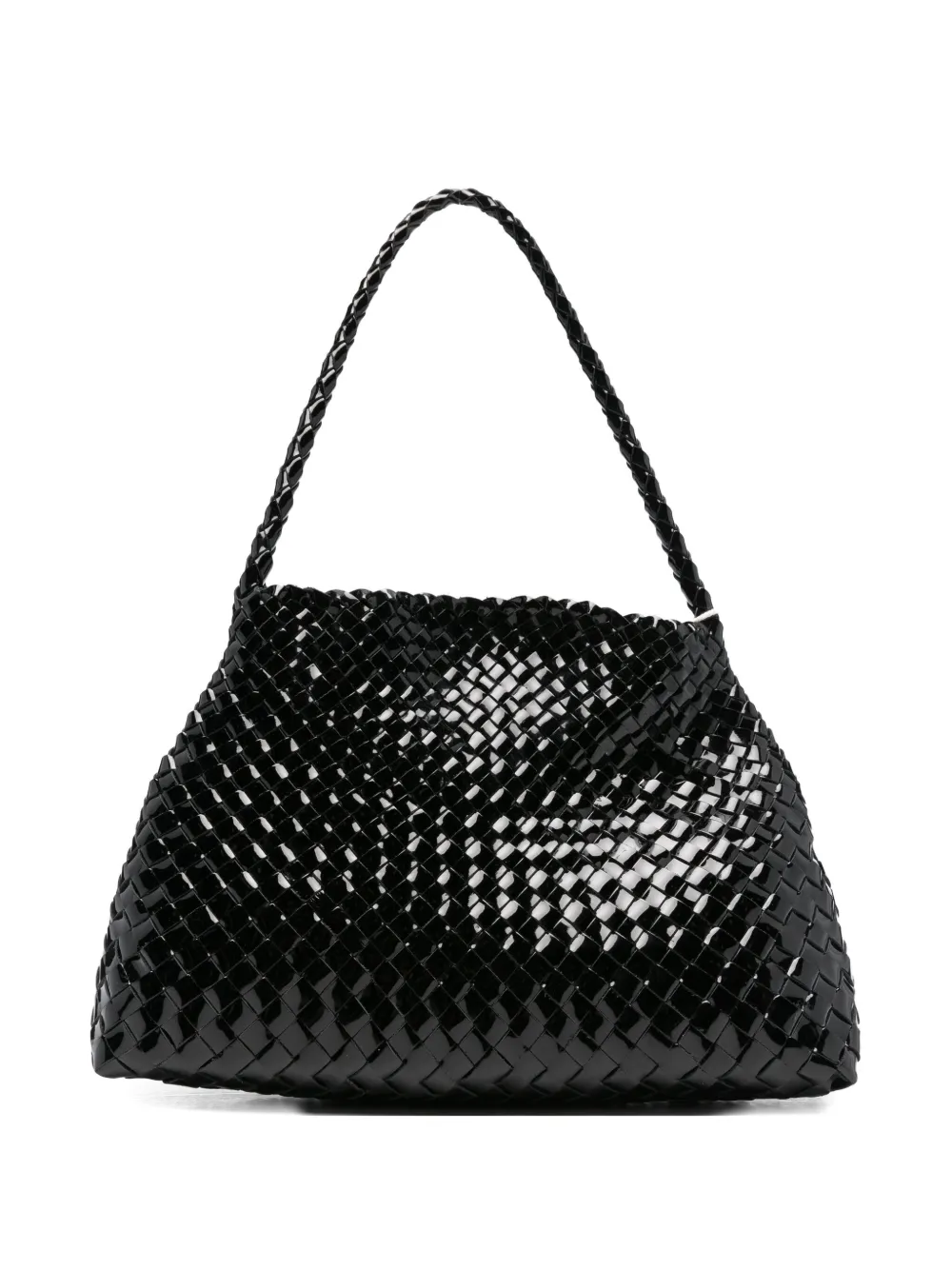 Dragon Diffusion Patent-leather Woven Tote Bag In Black