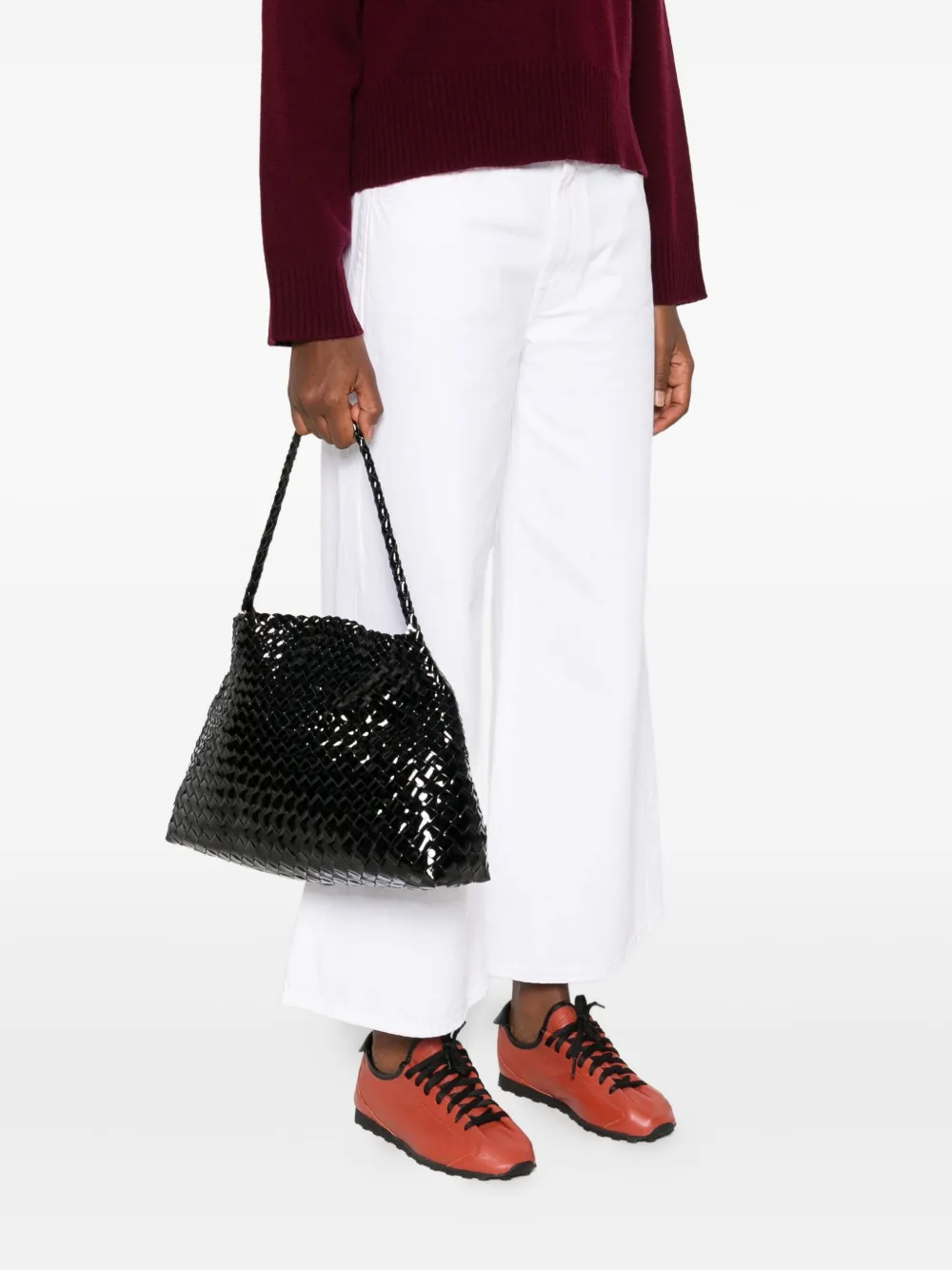 DRAGON DIFFUSION patent-leather woven tote bag - Zwart