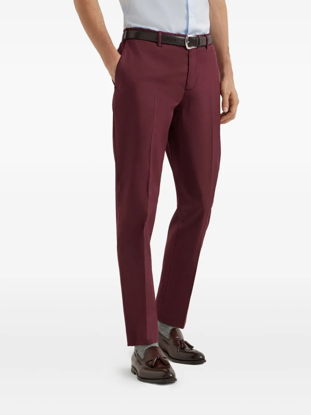 Brunello Cucinelli Gabardine broek met geverfd effect Rood