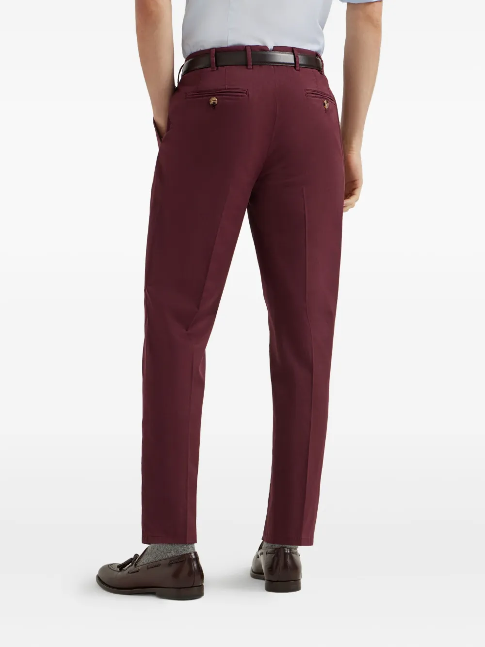 Brunello Cucinelli Gabardine broek met geverfd effect Rood