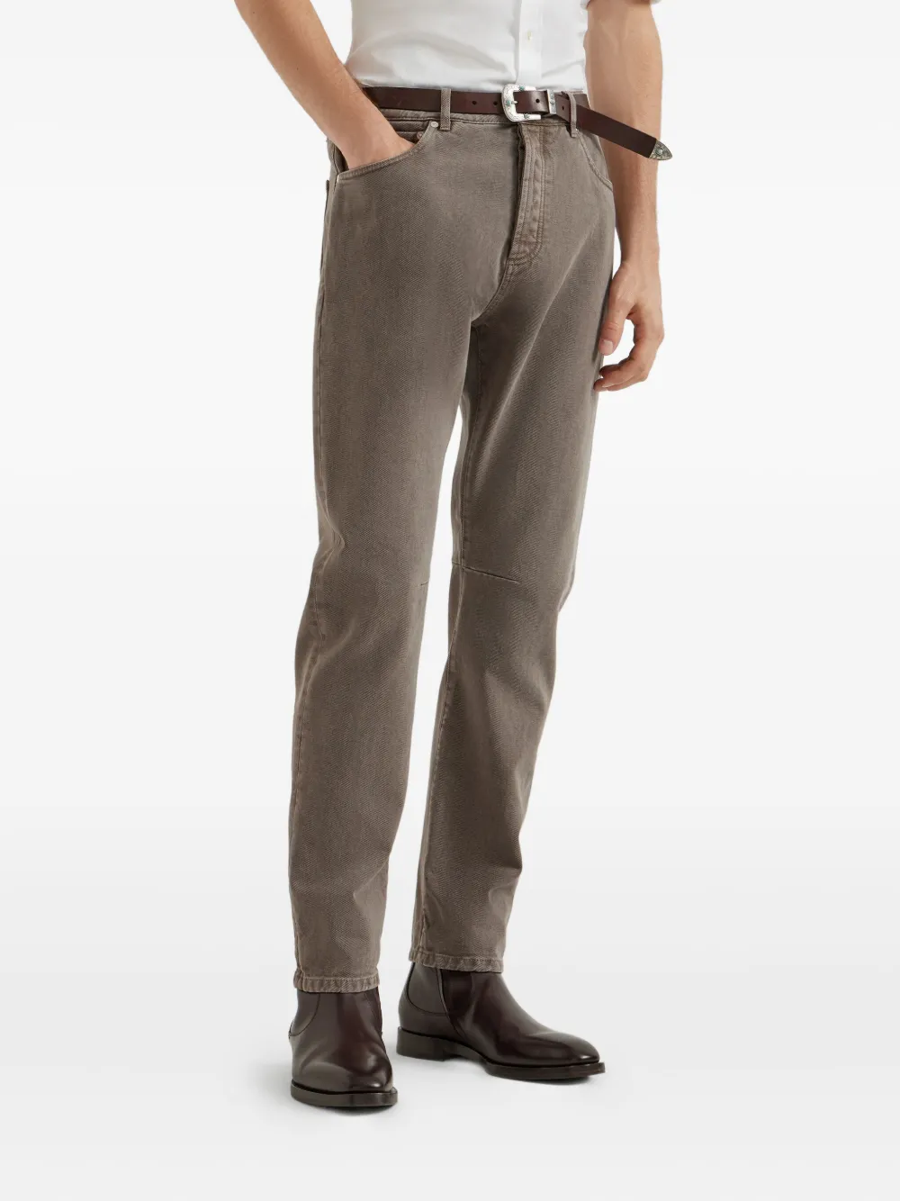Brunello Cucinelli Leisure five-pocket cotton jeans Grijs