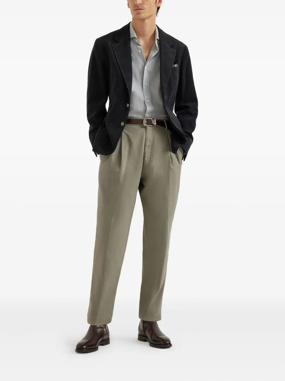 Brunello Cucinelli chevron long-sleeves shirt - Grijs