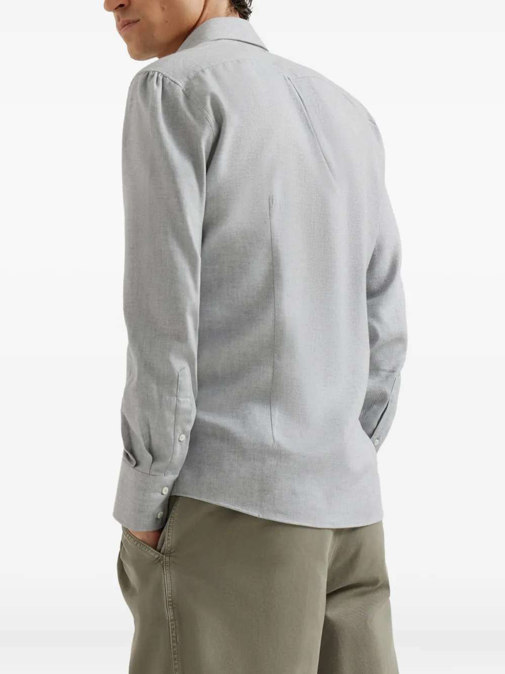 Brunello Cucinelli Overhemd met chevron streep en lange mouwen Grijs