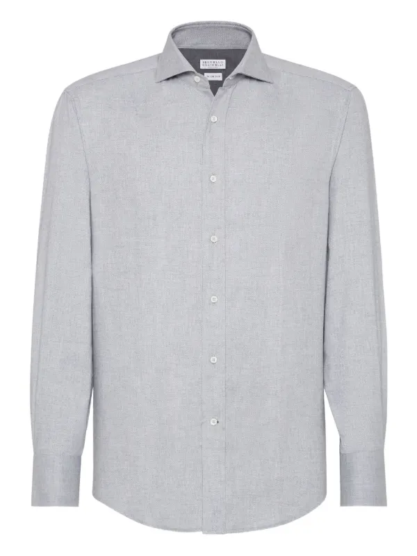 ★ Brunello Cucinelli 長袖カットソー グレー 高級ブランド Brunello Cucinelli シェブロン シャツ | グレー | FARFETCH JP