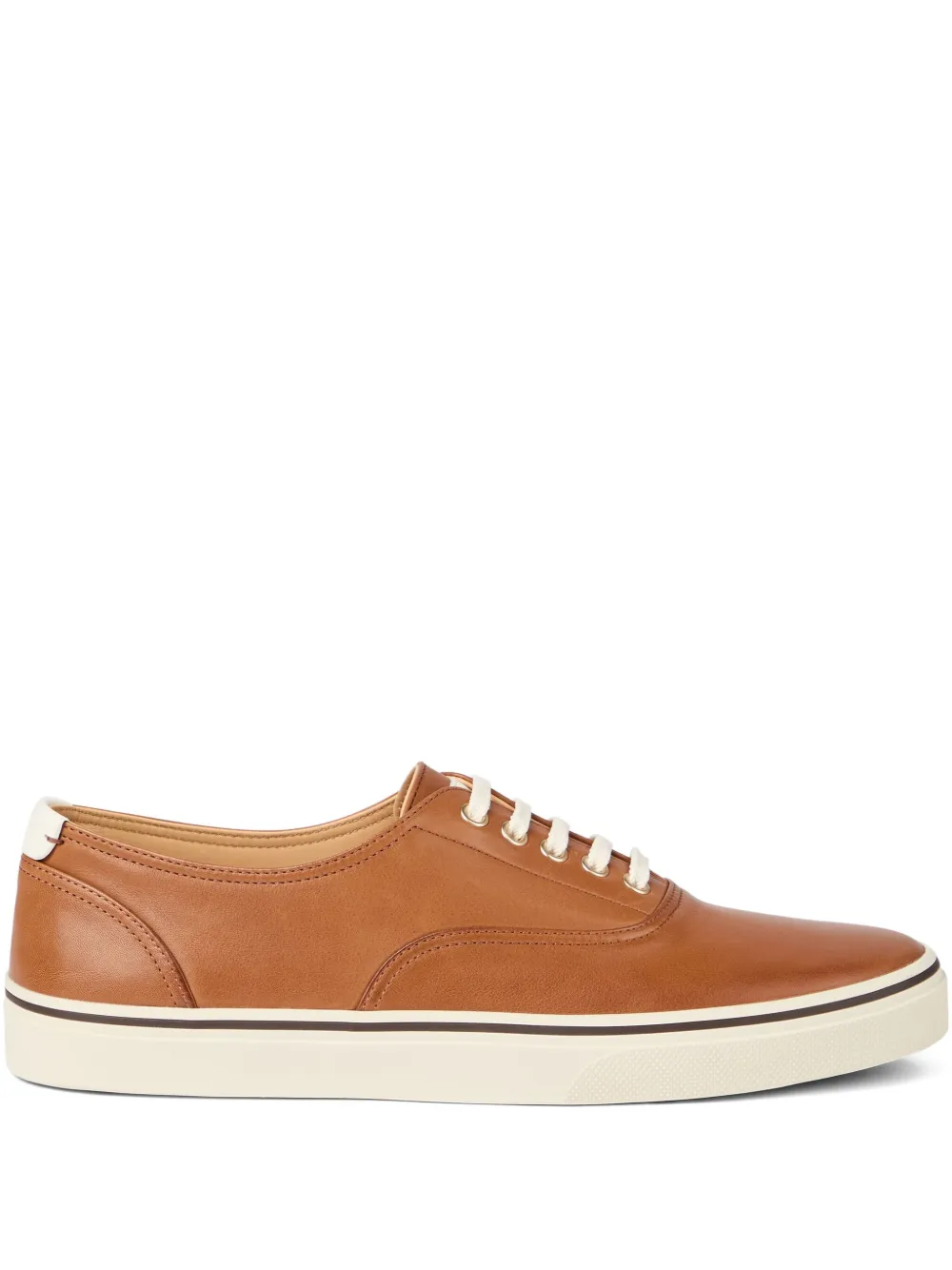 Brunello Cucinelli calfskin lace-up sneakers Brown