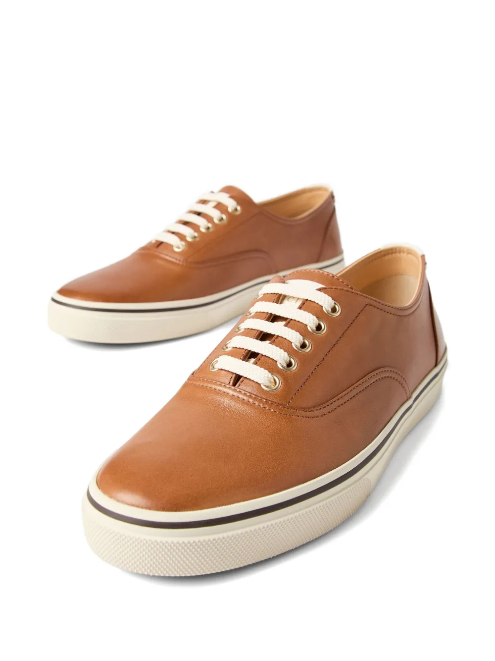 Brunello Cucinelli calfskin lace-up sneakers Brown