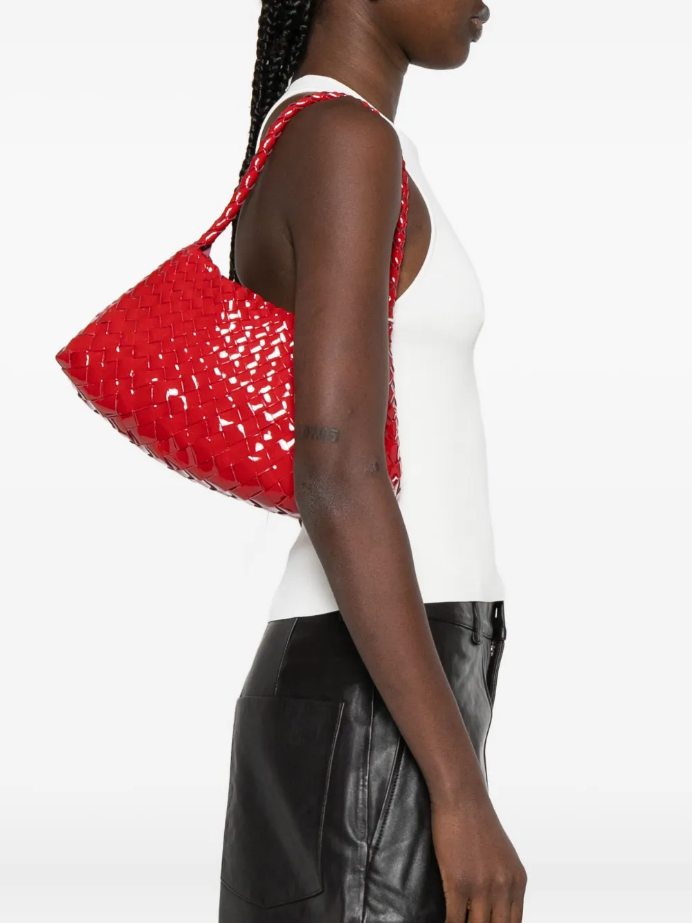 DRAGON DIFFUSION Rosanna woven-leather shoulder bag - Rood