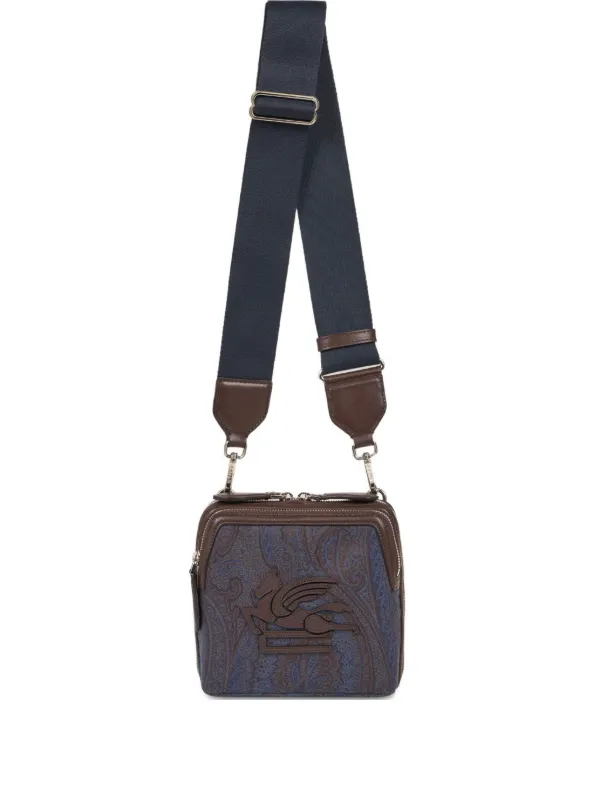 希少エトロ メッセンジャーバッグ ペイズリー 大容量 特大 肩掛け クロスボディ ETRO ペイズリーメッセンジャーバッグ | ブルー | FARFETCH JP