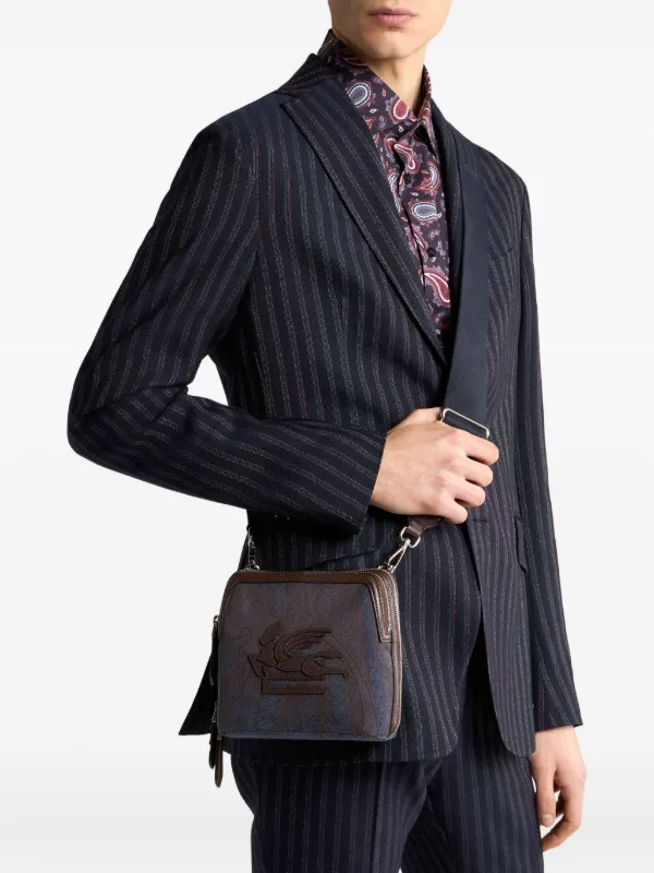 【未使用級】エトロ メッセンジャー ショルダー バッグ ペイズリー ネイビー ETRO ペイズリーメッセンジャーバッグ | ブルー | FARFETCH JP