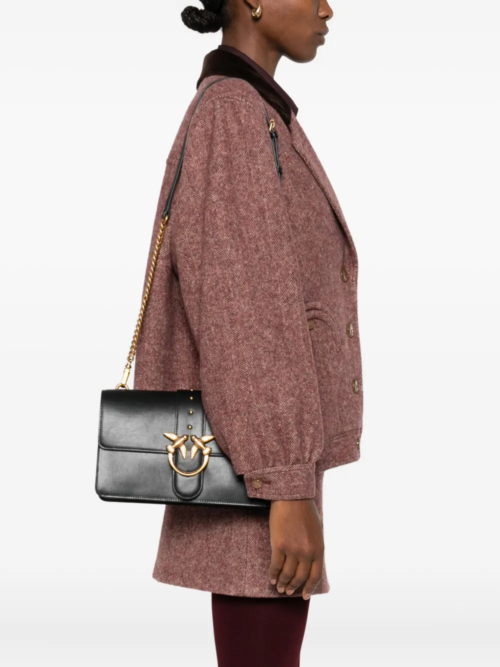 PINKO Kleine Love One Classic leren crossbodytas Zwart