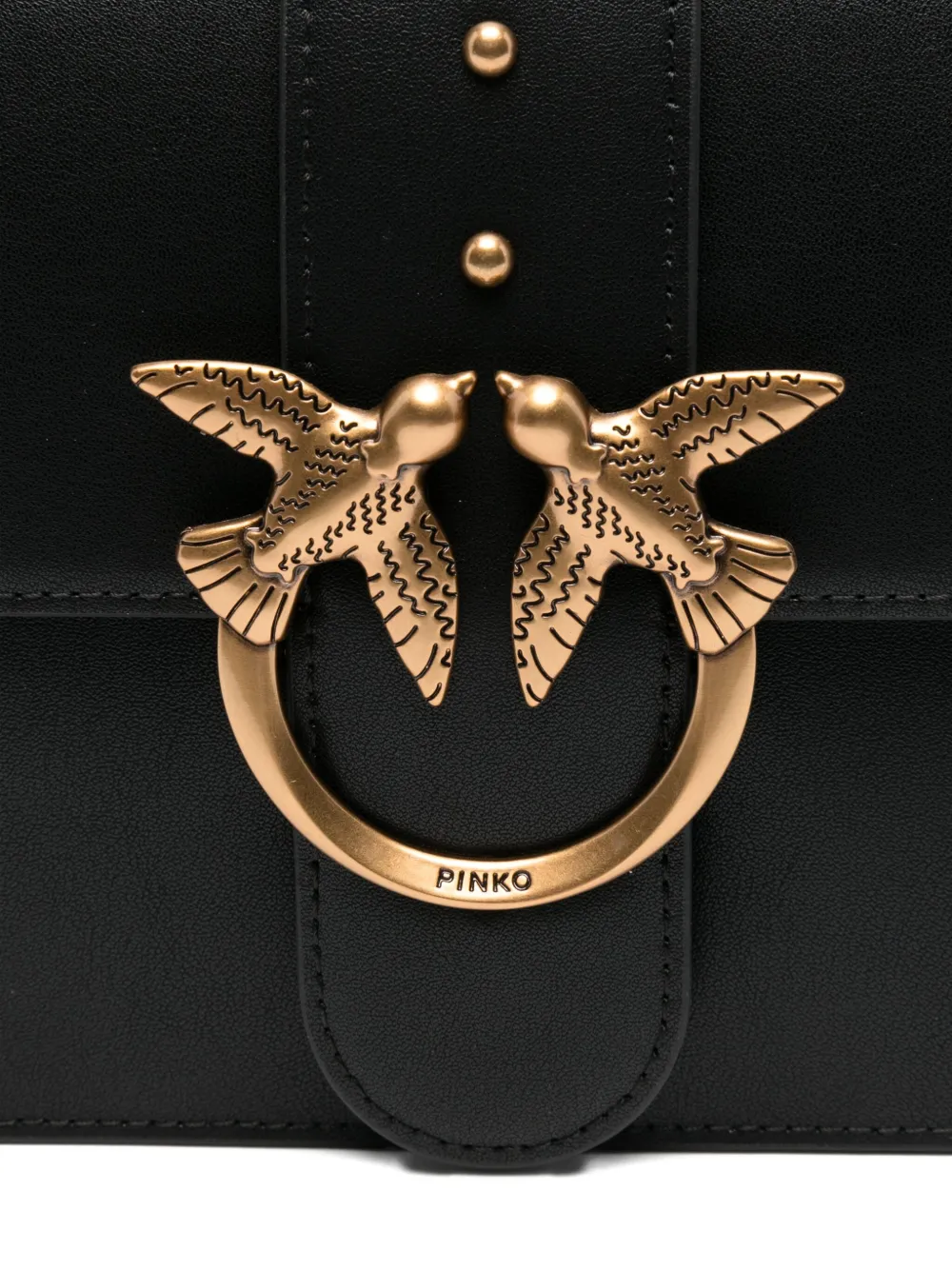 PINKO Kleine Love One Classic leren crossbodytas Zwart