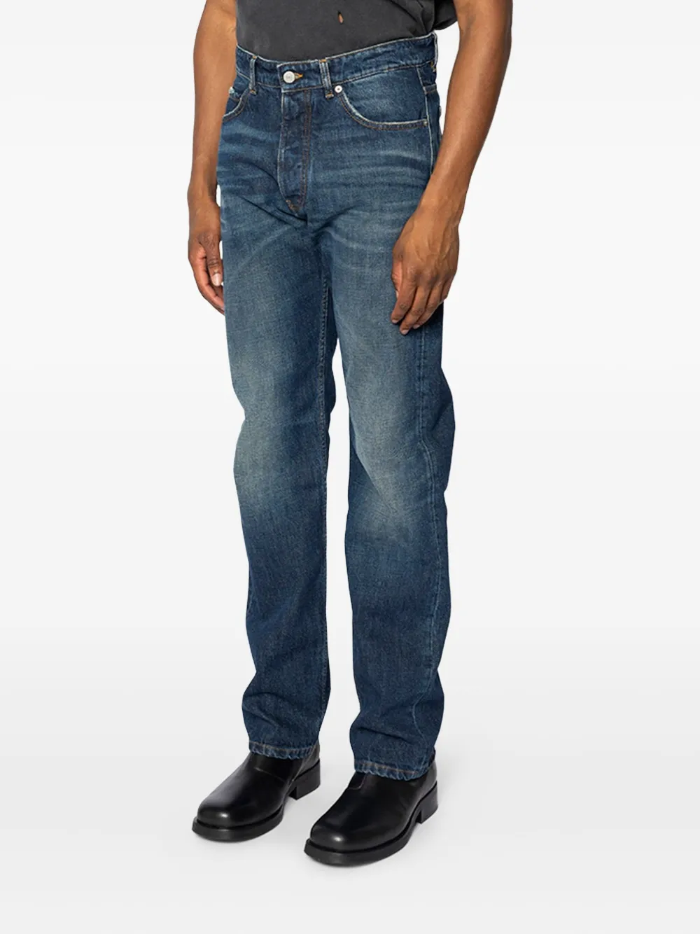 Mm6 Maison Margiela Faded-wash Straight-leg Jeans In Blue