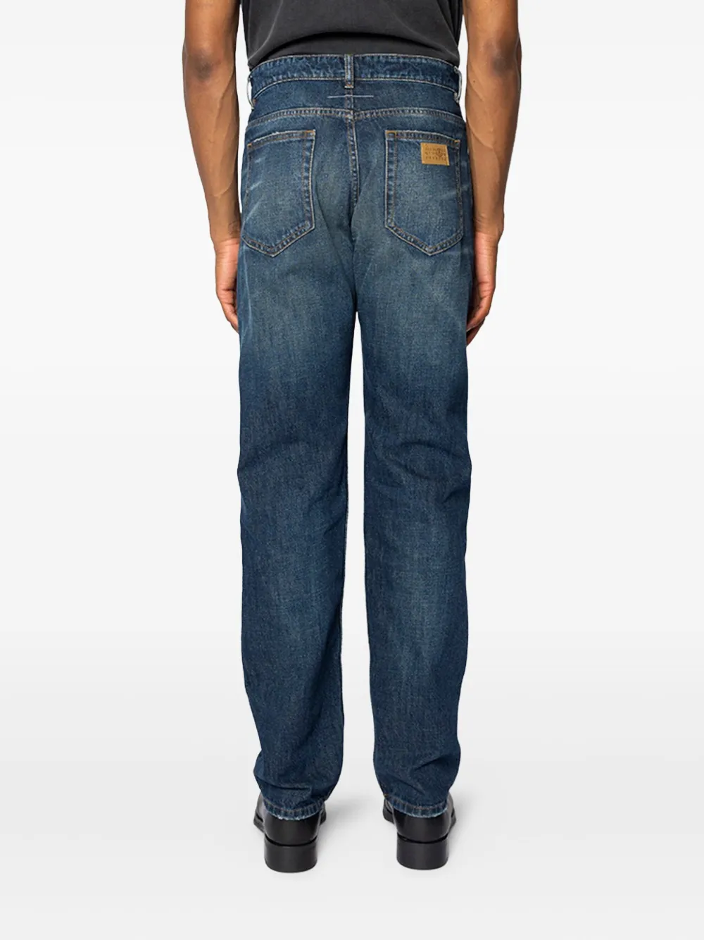 Mm6 Maison Margiela Faded-wash Straight-leg Jeans In Blue