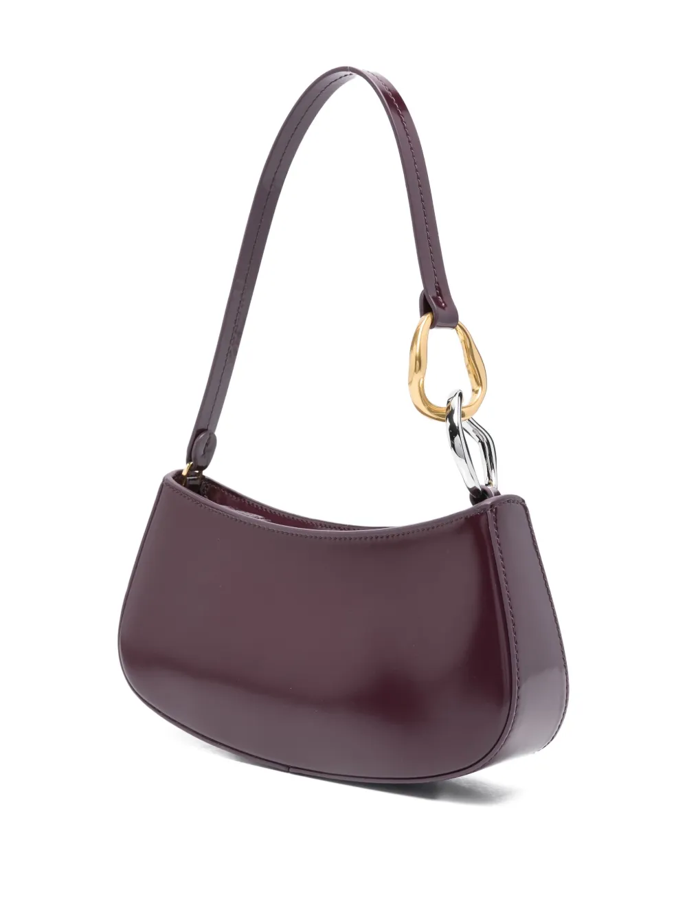 Staud Ollie Curved-handle Leather Shoulder Bag In Purple