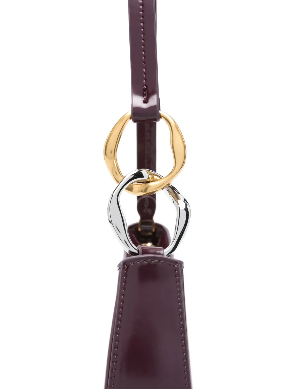 Staud Ollie Curved-handle Leather Shoulder Bag In Purple