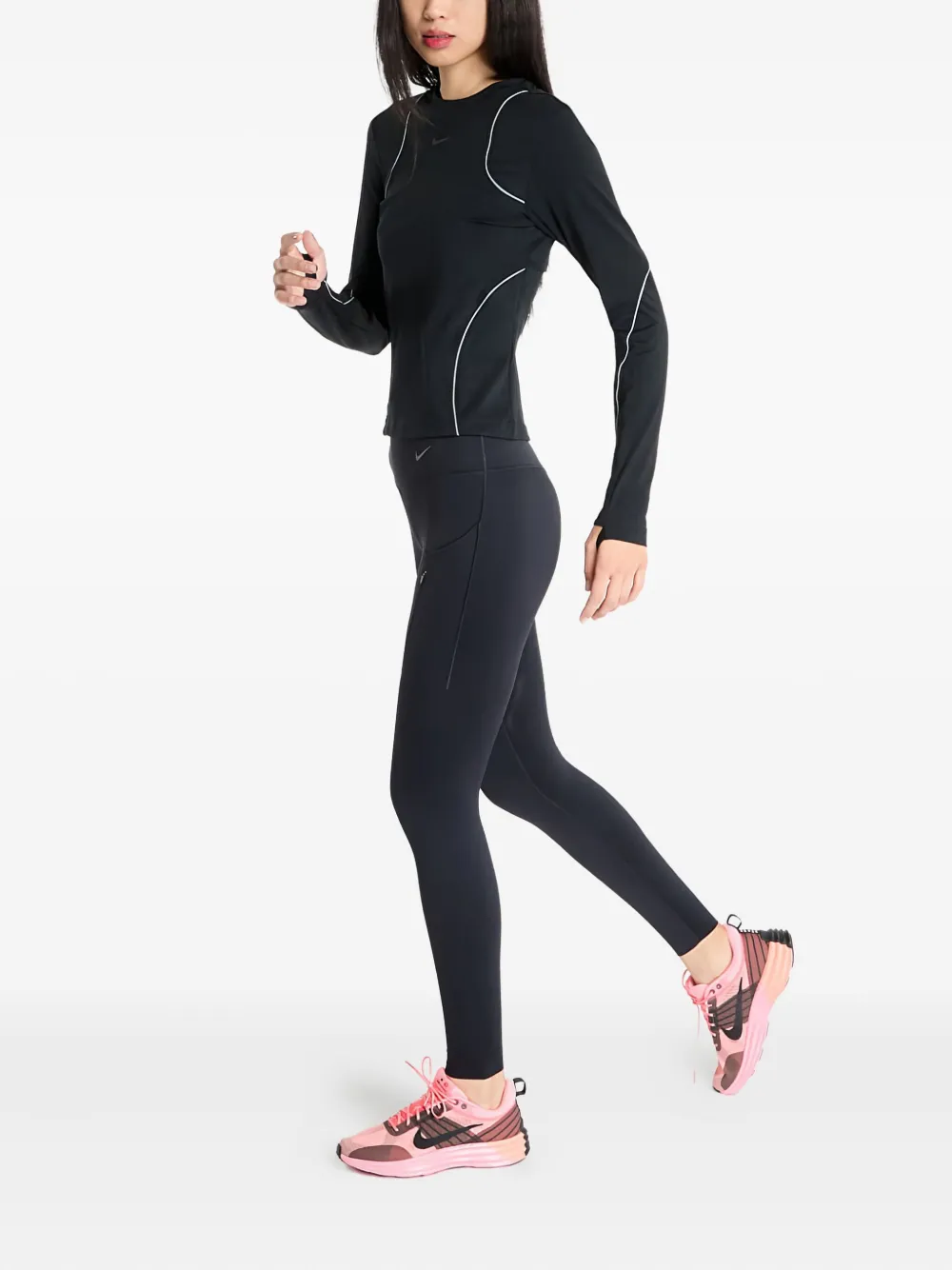 Nike long-sleeve panelled top Zwart