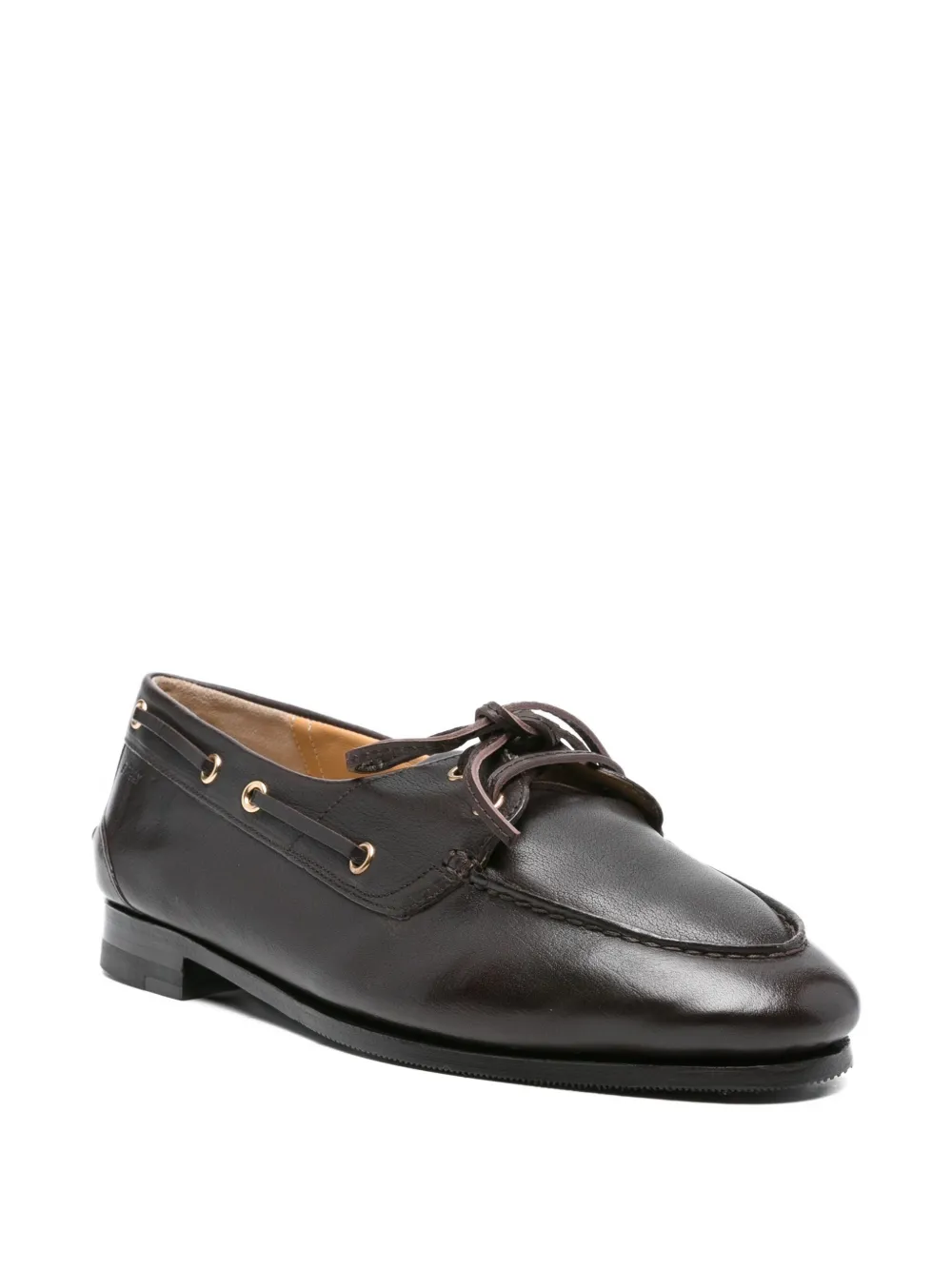 Bally Buffalo Leather Loafers Gold Hardware In Brown