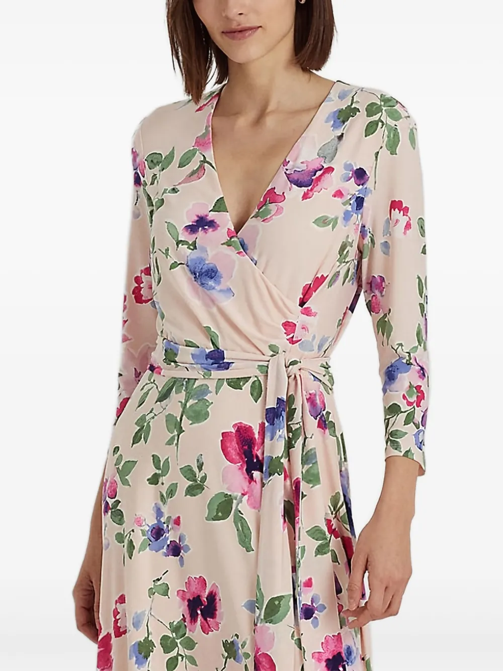 floral-print wrap midi dress