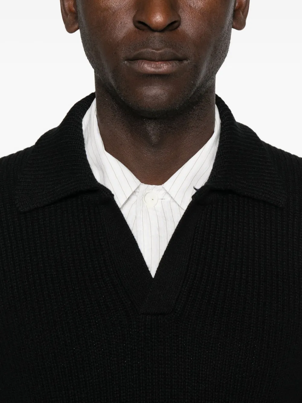 Tagliatore Polo-neck Wool Sweater In Black
