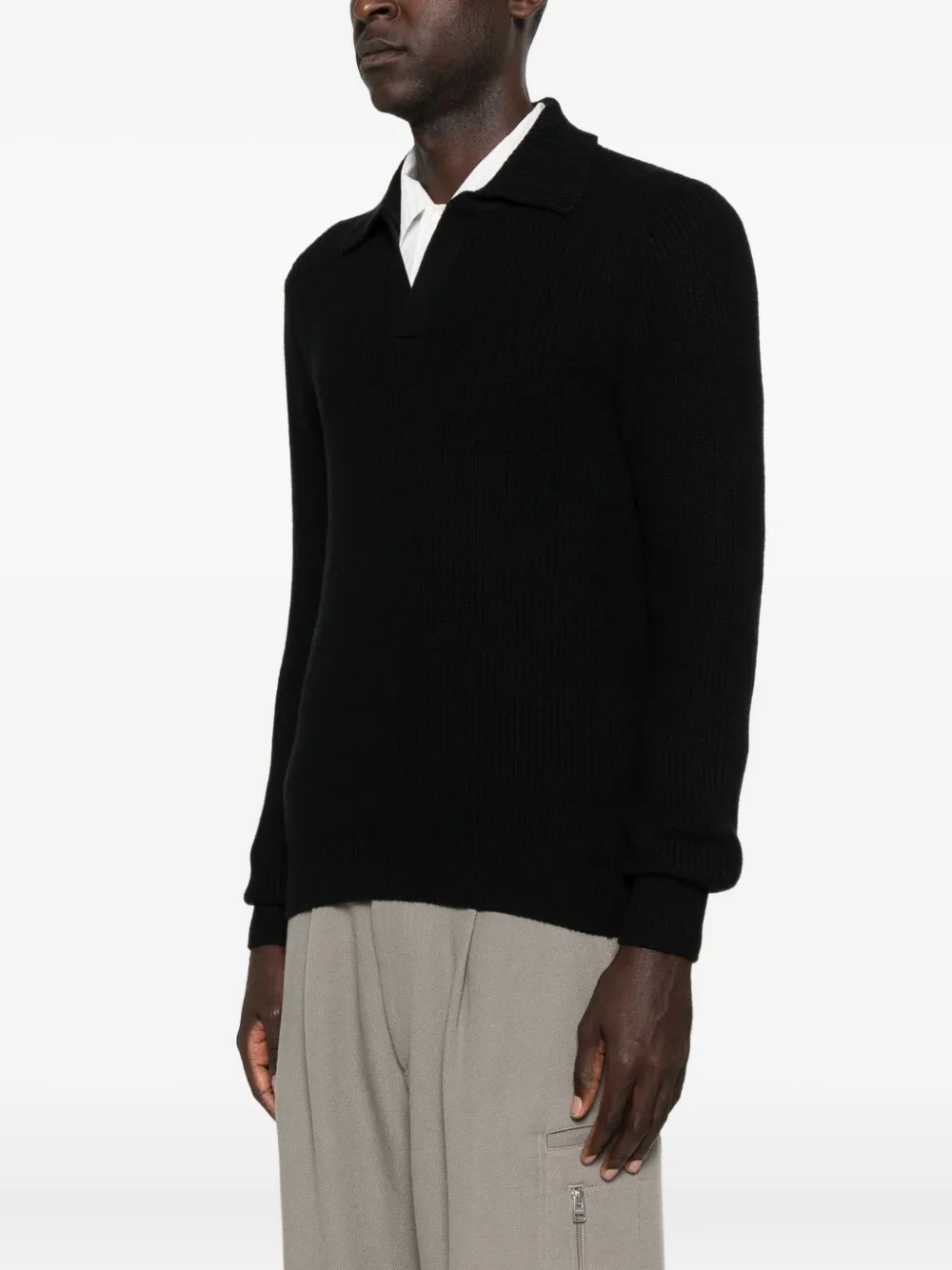 Tagliatore Polo-neck Wool Sweater In Black