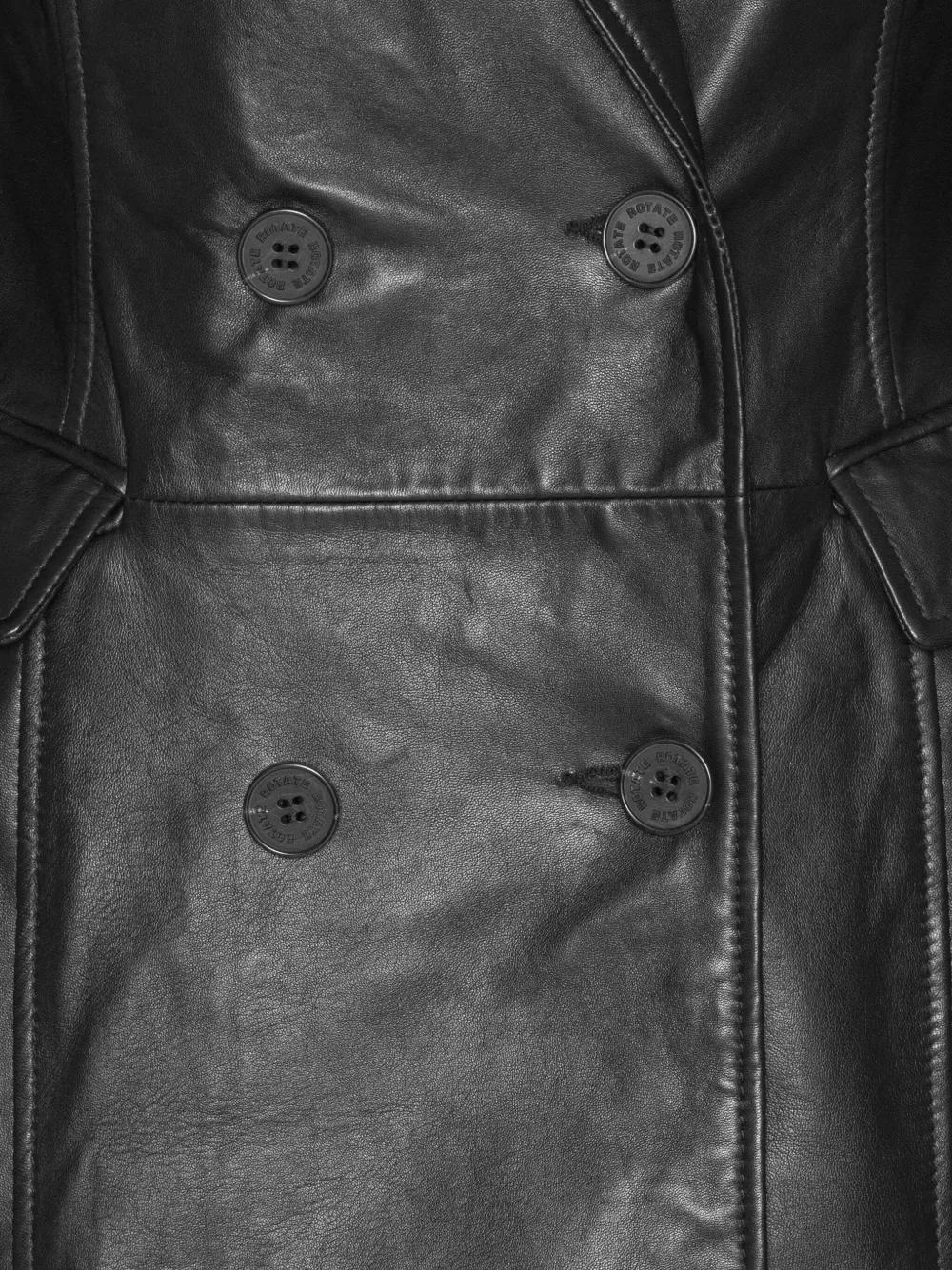 Rotate Birger Christensen Double-breasted Leather Coat In Black