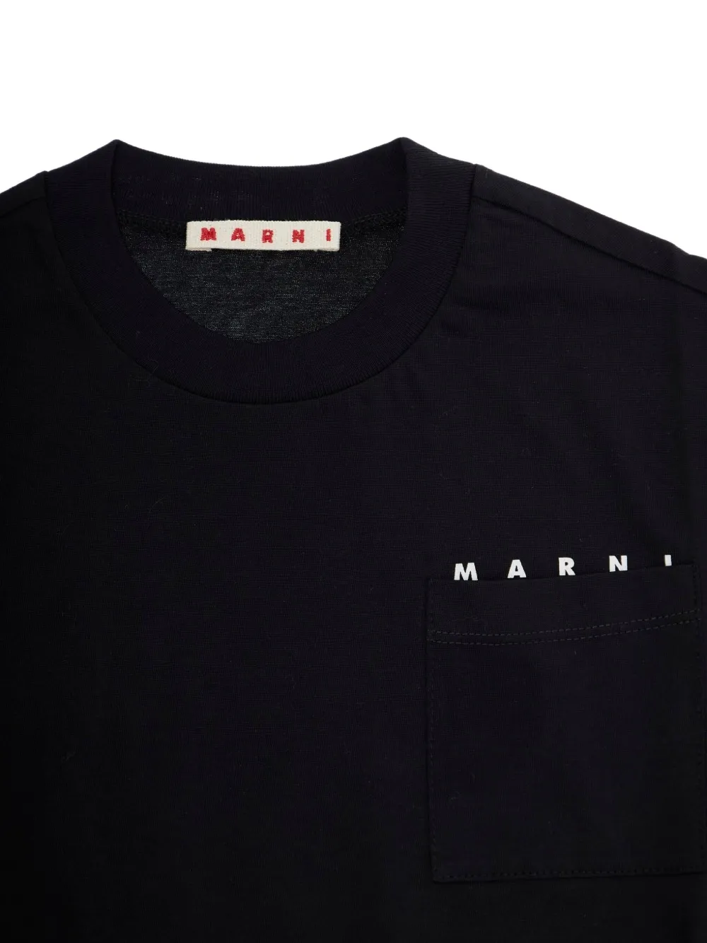 Marni Kids T-shirt met zak en logo Zwart