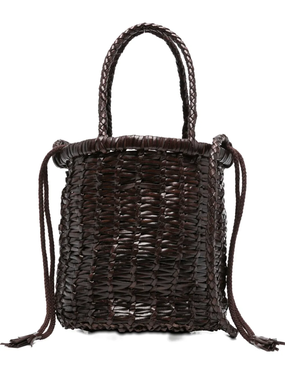 Dragon Diffusion Woven-leather Bucket Bag In Brown