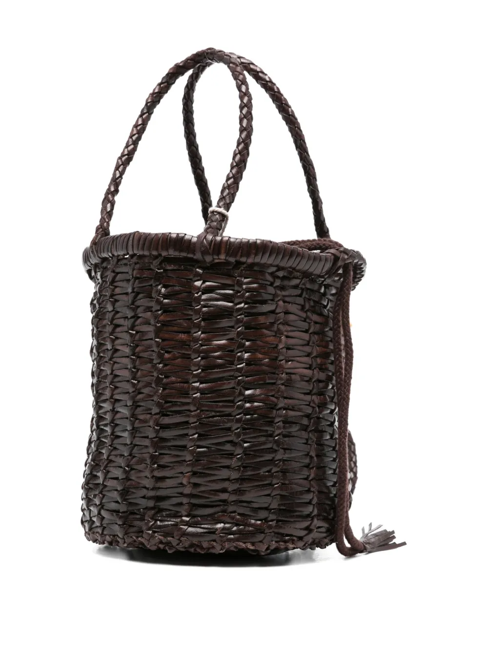 Dragon Diffusion Woven-leather Bucket Bag In Brown