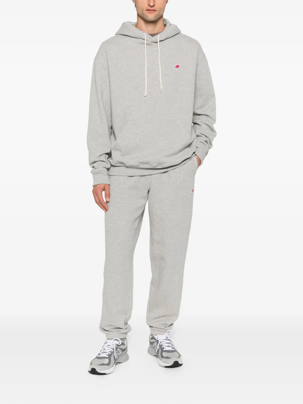 New Balance Logo-embroidered Hoodie In Gray
