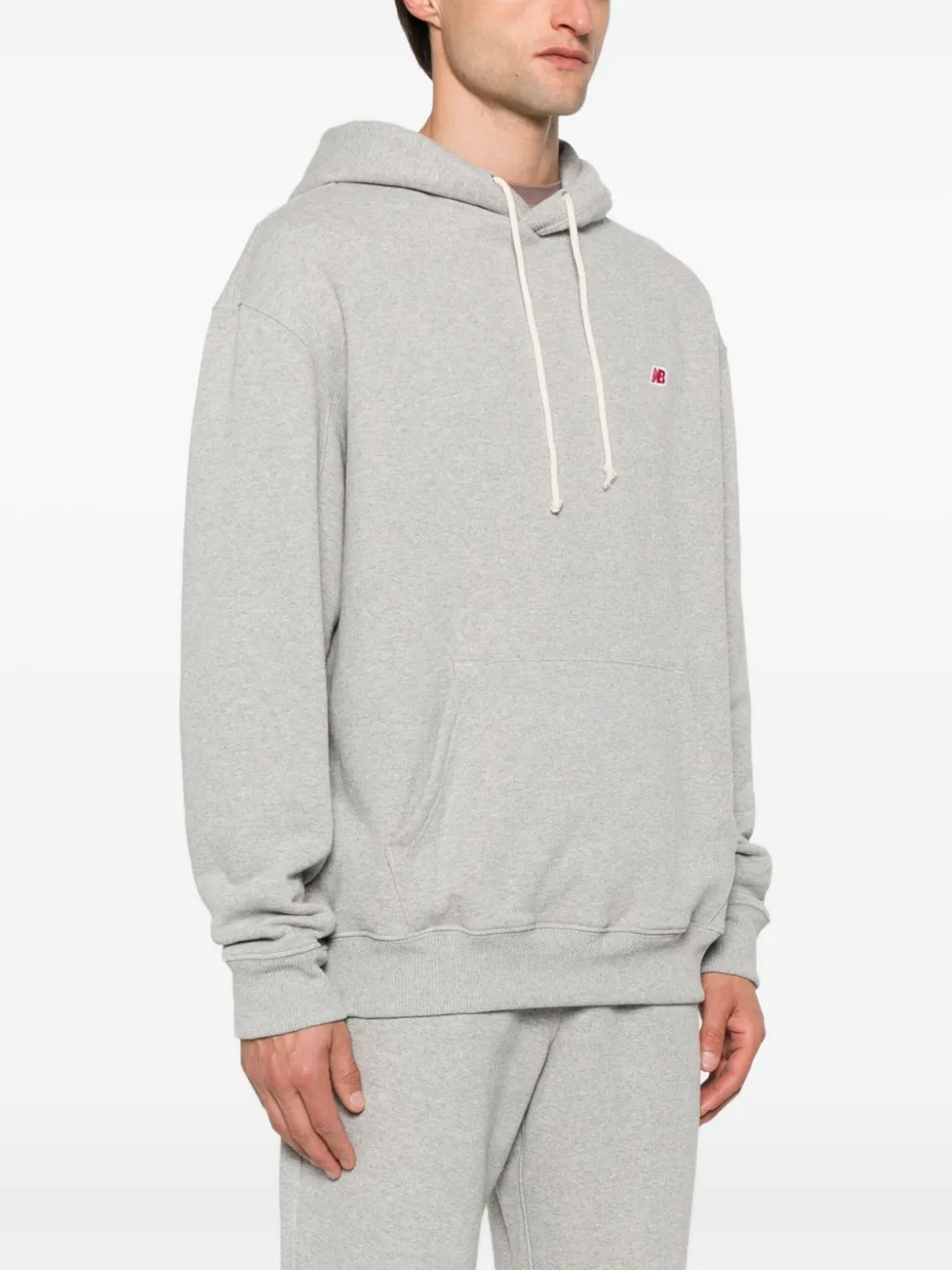 New Balance Logo-embroidered Hoodie In Gray